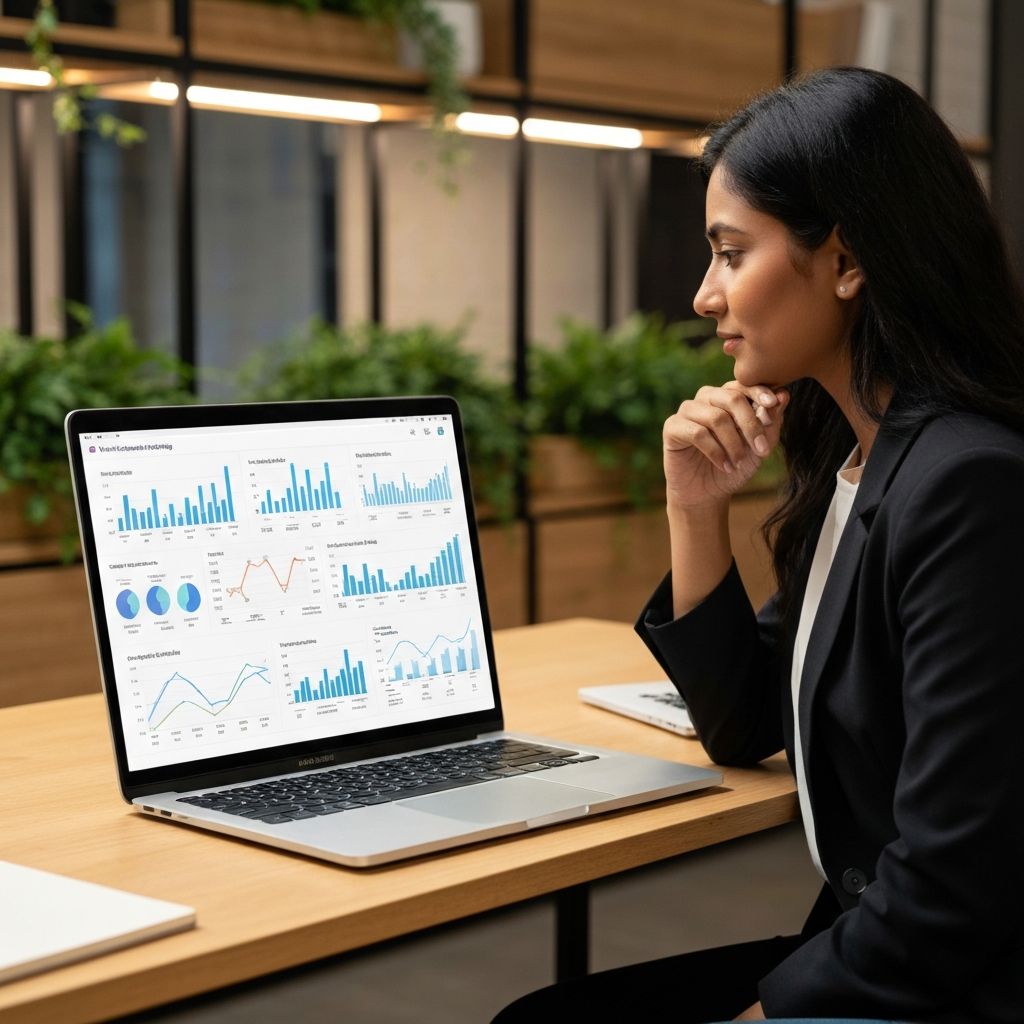 Digital marketing specialist analyzing data